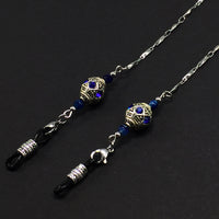 Blue European Rhinestone Beads Design Eyeglass Chain Eyewear Retainer Eyeglass Strap Holder Eyeglass Necklace Women Eyeglass Chain -FREE Eyeglass Case