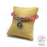 PISCES ZODIAC Healing Gemstone Bracelets According to Zodiac Series -8 mm Rose Quartz Beads- Astrology Healing Stress Relief Bracelets