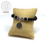 VIRGO ZODIAC- Healing Gemstone Bracelets According to Zodiac Series -8 mm Black Obsidian Beads- Astrology Healing Stress Relief Bracelets