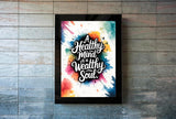 Framed Mental Health Posters -Wall Art, Mental Health Quotes, Therapy - Positive Quotes, Therapy Home Office Decor, Mental Health Awareness, Self Love Posters (A HEALTHY MIND IS A WEALTHY SOUL, 7"L x 5"W, Framed)