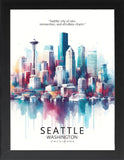 Framed Cityscape Poster, Modern City Prints, US Cities Skyline Wall Art, Travel Photography Decor, Beautiful Urban Posters for Home Deco (CHICAGO ILLINOIS, 7" L x 5" W, Framed)