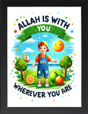Framed Muslim Kids Posters, Quran Verses for Children, Muslim Kids Wall Art, Islamic Nursery Decor, Islamic Gifts, Dua Quotes, Islamic Education Poster (ALLAH, 7" L x 5" W, Framed)