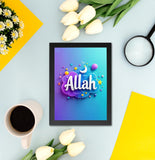 Framed Muslim Kids Posters, Quran Verses for Children, Muslim Kids Wall Art, Islamic Nursery Decor, Islamic Gifts, Dua Quotes, Islamic Education Poster (ALLAH, 7" L x 5" W, Framed)
