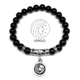 VIRGO ZODIAC- Healing Gemstone Bracelets According to Zodiac Series -8 mm Black Obsidian Beads- Astrology Healing Stress Relief Bracelets