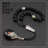 Greek KOMBOLOI Worry Beads Anxiety Beads Rosary Relaxation Stress Relief -SHINY BLACK ONYX BEADS -10mm Diameter-