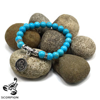 SCORPIO ZODIAC Healing Gemstone Bracelets According to Zodiac Series -8 mm Turquoise Stone Beads- Astrology Healing Stress Relief Bracelets