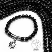 VIRGO ZODIAC- Healing Gemstone Bracelets According to Zodiac Series -8 mm Black Obsidian Beads- Astrology Healing Stress Relief Bracelets