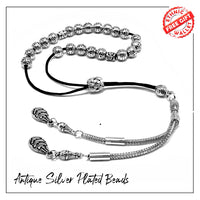 ALBATROSART Design -Greek KOMBOLOI Series -1- Worry Beads - Prayer Beads - Tesbih-Tasbih-Tasbeeh-Misbaha-Sibha-Rosary (Antique Silver Plated Beads -8mm, 21 Beads)