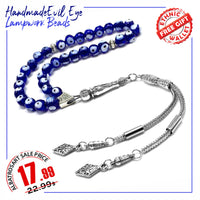 Evil Eye  Tesbih Prayer Beads Tasbih Tasbeeh Misbaha Subha Sibha Rosary (Evil Eye Lampwork -8 mm 33- Beads)