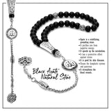 SPECIAL -ALLAH TASSEL- COLLECTION Black Agate Stone Prayer Beads-Tesbih-Tasbih (8 mm-33 beads)