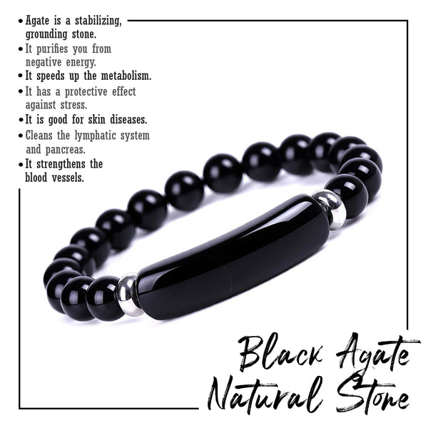 Elegant Black Agate Natural Stone Bracelet (8mm beads)