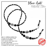 -HANDMADE Eyeglass Chains Elegant Eyewear Retainer Beaded Eyeglass Strap Holder Natural Stone Beaded Eyewear Retainer (BLACK AGATE Stone Beaded Design)