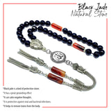 ALBATROSART -Elegance Collection- Prayer Beads-Tesbih-Tasbih-Tasbeeh-Misbaha-Masbaha-Subha-Sebha-Sibha-Rosary (Faceted Black Jade Stone (8mm -33 Beads)