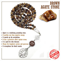 Brown Agate Stone Muslim Prayer Beads, Tesbih, Tasbih, Tasbeeh, Misbaha, Masbaha, Muslim Tasbih, Subha, Rosary Allah Tassel  (8 mm 99 Beads)