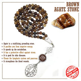 Brown Agate Stone Muslim Prayer Beads, Tesbih, Tasbih, Tasbeeh, Misbaha, Masbaha, Muslim Tasbih, Subha, Rosary Allah Tassel  (8 mm 99 Beads)