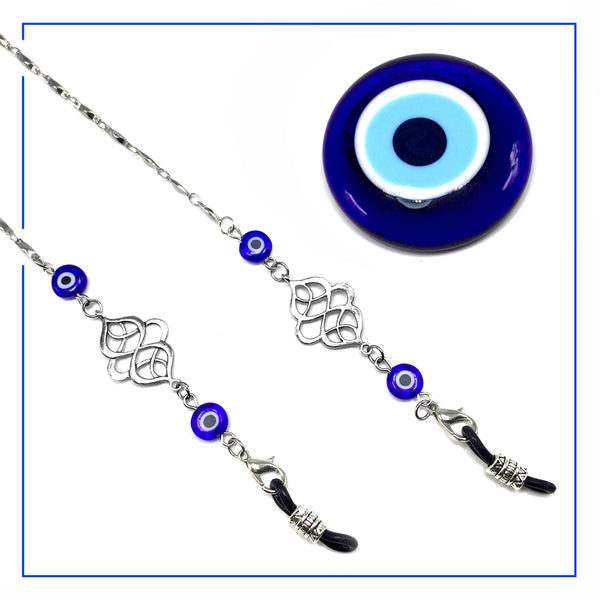 Eyeglass Chains Elegant Eyewear Retainer Beaded Eyeglass Strap Holder Natural Stone Beaded Eyewear Retainer (Evil Eye Design)