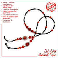 HANDMADE Eyeglass Chains Elegant Eyewear Retainer Beaded Eyeglass Strap Holder Natural Stone Beaded Eyewear Retainer (RED AGATE Stone Beaded Design)