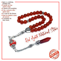 Red Agate Natural Stone Prayer Beads, Worry Beads, Tesbih, Tasbih, Tasbeeh, Misbaha, Masbaha, Gemstone Beads, Dhikr, Rosary  (8 mm 33 Beads)