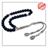 Gentle Men Collection- Synthetic Black Onyx Stone Prayer Beads Worry Beads Tesbih Tasbih Tasbeeh Misbaha Masbaha Subha Sebha Rosary (8 mm 33 Beads)