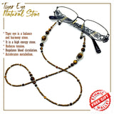 HANDMADE Eyeglass Chains Elegant Eyewear Retainer Beaded Eyeglass Strap Holder Natural Stone Beaded Eyewear Retainer (TIGER EYE Stone Beaded Design)