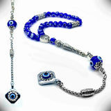 ALBATROSART Design -Handmade Evil Eye Beaded Collection Worry Beads - Prayer Beads (8 mm-33 Beads) Tesbih-Tasbih-Tasbeeh-Misbaha-Masbaha-Subha-Sebha-Sibha-Rosary (Diamond)