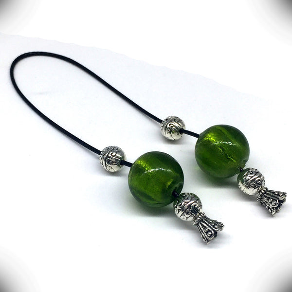 ALBATROSART Design - Greek KOMBOLOI Series- Worry Beads Begleri Pony Anxiety Beads Rosary Relaxation Stress Relief (Green Lampwork Round Glass Beads -16 mm-)