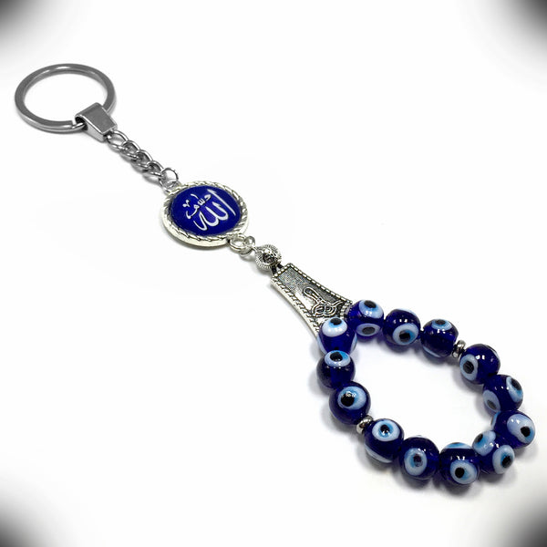 ALBATROSART -Keychain Collection with Allah -Handbag Holders (10mm Diameter Evil Eye Beads)