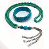 ALBATROSART Special for Woman Prayer Beads Series -99 Beads- Tesbih-Tasbih-Tasbeeh-Misbaha-Masbaha-Subha  (Turquoise Color Acrylic Beads-8 mm) and Bracelet