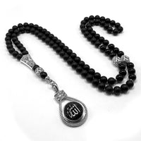 ALBATROSART Special Prayer Beads Series -99 Beads- Tesbih Tasbih Tasbeeh Misbaha Masbaha Subha Sebha Sibha (Black Agate Stone Beads  - 8 mm)