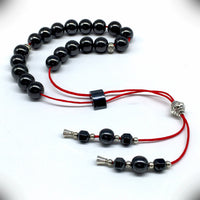 Greek KOMBOLOI Series Worry Beads Begleri Pony Anxiety Beads Rosary Relaxation Stress Relief (Black Non-Magnetic Hematite Round -10 mm- 19 Beads)