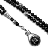 ALBATROSART Special Prayer Beads Series -99 Beads- Tesbih Tasbih Tasbeeh Misbaha Masbaha Subha Sebha Sibha (Black Agate Stone Beads  - 8 mm)