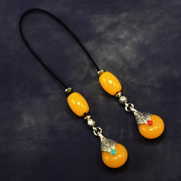 ALBATROSART Design - Greek KOMBOLOI Series Worry Beads Begleri Pony Anxiety Beads Rosary Relaxation Stress Relief (BEGLERİ - Tibetan Style Teardrop Resin Dark Yellow Beads)