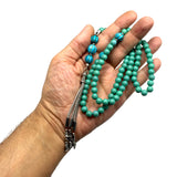 ALBATROSART Special for Woman Prayer Beads Series -99 Beads- Tesbih-Tasbih-Tasbeeh-Misbaha-Masbaha-Subha  (Turquoise Color Acrylic Beads-8 mm) and Bracelet