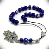 Handmade Evil Eye and Blue Lampwork Beads -Keychain- (8 mm, 21 Beads