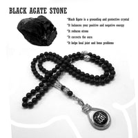 ALBATROSART Special Prayer Beads Series -99 Beads- Tesbih Tasbih Tasbeeh Misbaha Masbaha Subha Sebha Sibha (Black Agate Stone Beads  - 8 mm)