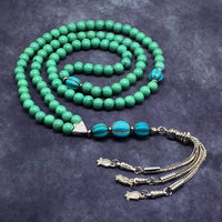 ALBATROSART Special for Woman Prayer Beads Series -99 Beads- Tesbih-Tasbih-Tasbeeh-Misbaha-Masbaha-Subha  (Turquoise Color Acrylic Beads-8 mm) and Bracelet