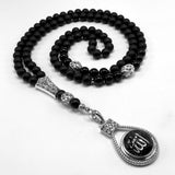 ALBATROSART Special Prayer Beads Series -99 Beads- Tesbih Tasbih Tasbeeh Misbaha Masbaha Subha Sebha Sibha (Black Agate Stone Beads  - 8 mm)