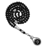 ALBATROSART Special Prayer Beads Series -99 Beads- Tesbih Tasbih Tasbeeh Misbaha Masbaha Subha Sebha Sibha (Black Agate Stone Beads  - 8 mm)