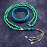 ALBATROSART Special for Woman Prayer Beads Series -99 Beads- Tesbih-Tasbih-Tasbeeh-Misbaha-Masbaha-Subha  (Turquoise Color Acrylic Beads-8 mm) and Bracelet