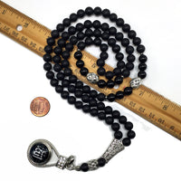 ALBATROSART Special Prayer Beads Series -99 Beads- Tesbih Tasbih Tasbeeh Misbaha Masbaha Subha Sebha Sibha (Black Agate Stone Beads  - 8 mm)