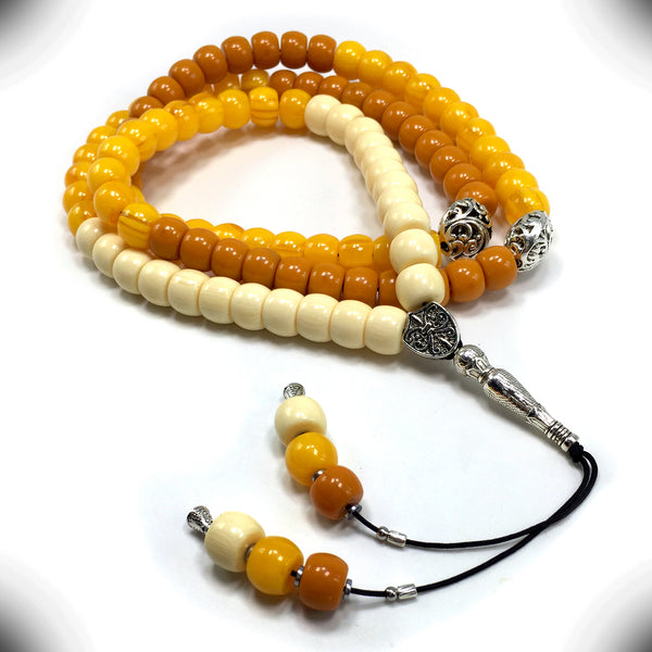 ALBATROSART Special Prayer Beads Series -99 Beads- Tesbih Tasbih Tasbeeh Misbaha Masbaha Subha Sebha Sibha (-Tricolor Big Resin (13x9 mm-99 Beads) Prayer Beads-)