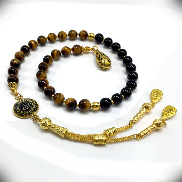 ALBATROSART -Swing Beads Collection- Prayer Beads-Tesbih-Tasbih-Tasbeeh-Misbaha-Masbaha-Subha-Sebha-Sibha-Rosary (Model 10 -Tiger Eye Stone - 8 mm Diameter Beads)