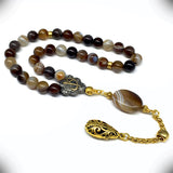 ALBATROSART -Elegance Collection- Prayer Beads-Tesbih-Tasbih-Tasbeeh-Misbaha-Masbaha-Subha-Sebha-Sibha-Rosary (Banded Agate Stone (8mm -33 Beads)