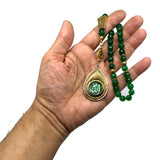 -Orient Collection-Prayer Beads-Worry Beads-Tesbih-Tasbih-Tasbeeh-Misbaha-Masbaha-Subha-Rosary (Green Jade Faceted Natural Stone-Allah Tassel -8mm 33 Beads)