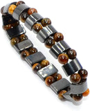 Real Tiger Eye Natural Stone Beaded Magnetic Hematite Bracelet (6mm beads)