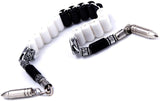 -Zaza Collection- Zaza Stress Worry Beads-Prayer Beads-Tesbih-Tasbih-Tasbeeh-Misbaha-Masbaha-Subha-Rosary (Bullet Tasseled Plastic Black & White Zaza Prayer Beads)