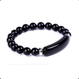 ALBATROSART - Handmade Bracelet Collection - (Ethnic Wallet Gift) (Black Agate Natural Stone Bracelet -8 mm-)