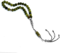 ALBATROSART -Spring Collection- (8 mm - 33 Beads) Tesbih-Tasbih-Tasbeeh-Misbaha-Masbaha-Subha-Sebha-Rosary-Worry Beads-Prayer Beads (Nanyang Jade Stone Beads)