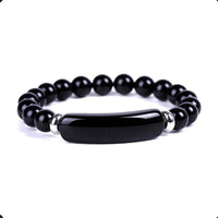 ALBATROSART - Handmade Bracelet Collection - (Ethnic Wallet Gift) (Black Agate Natural Stone Bracelet -8 mm-)