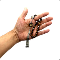 ALBATROSART Design -Regal Collection Worry Beads - Prayer Beads Tesbih-Tasbih-Tasbeeh-Misbaha-Masbaha-Subha-Sebha-Sibha-Rosary (Regal 8 mm- 33 Tiger Eye Stone Beads)